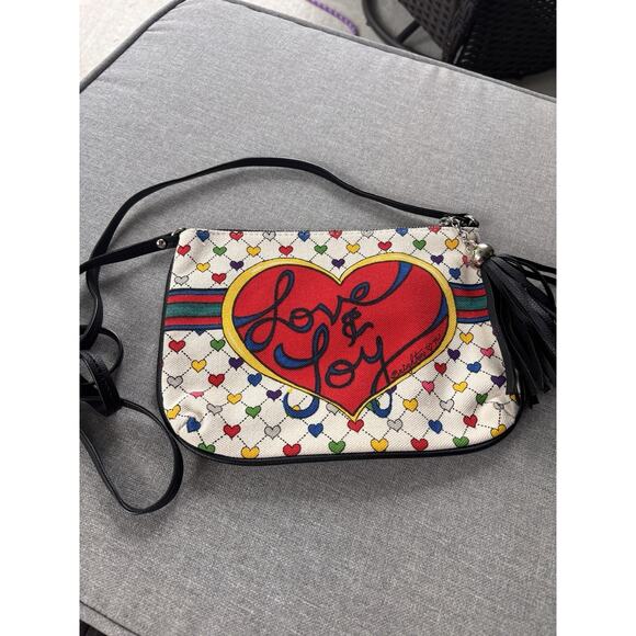 NWOT Brighton Canvas Love & joy Heart Crossbody Bag Purse Wristlet Canvas - Picture 5 of 6